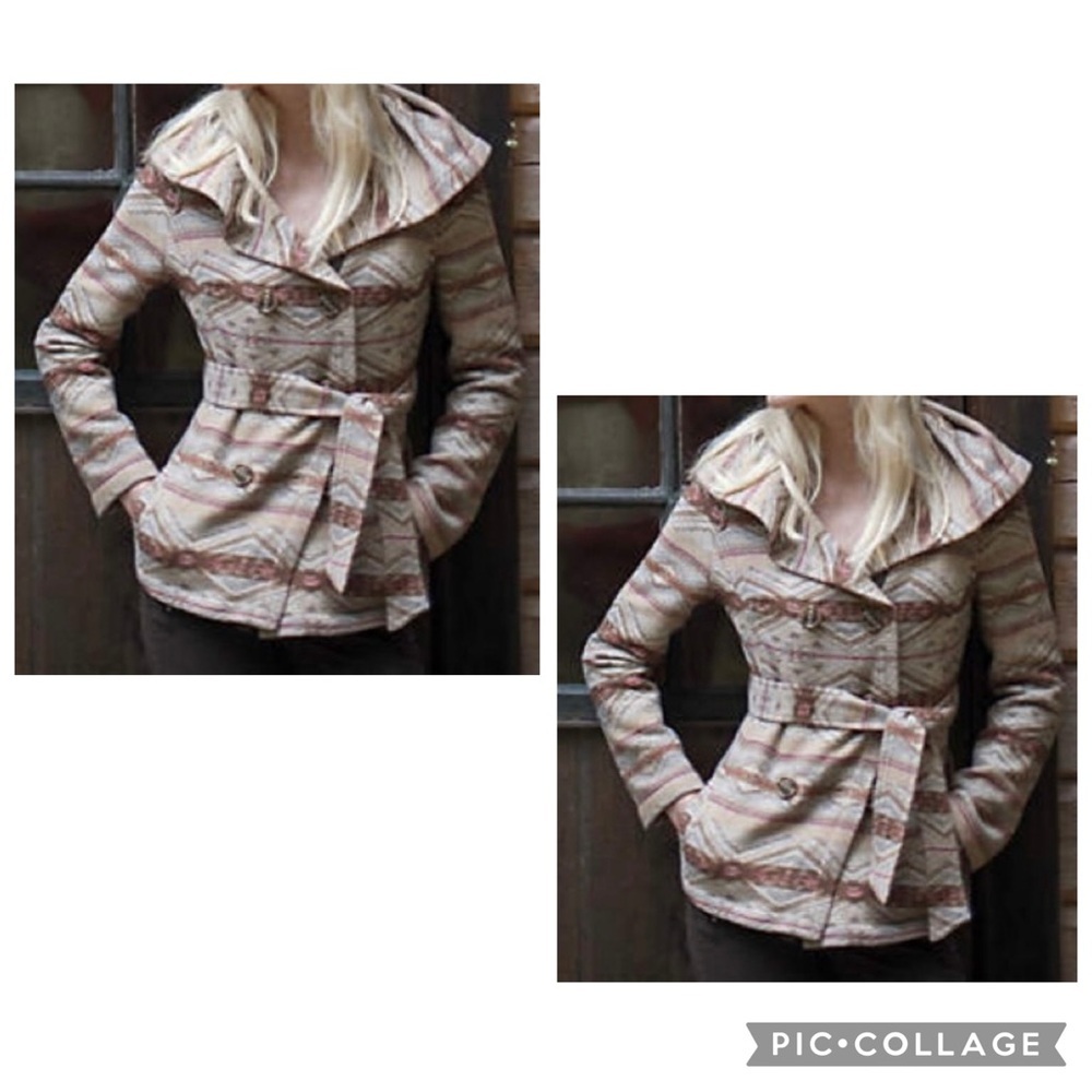 DAUGHTERS OF THE LIBERATION ANTHROPOLOGIE Women’s Peacoat Womens Aztec Belted XS